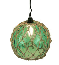 Scratch &amp; Dent Green Glass Rope Wrapped Pendant Light Coastal Ceiling Lamp - £79.10 GBP