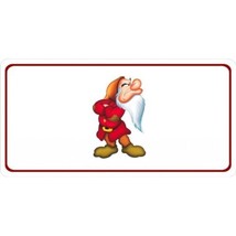 grumpy centered on white snow white dwarf disney metal license plate made in usa - £23.71 GBP