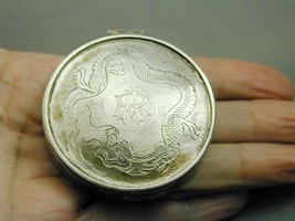 Antique Chinese Export Silver Zee Sung Compact Pill Box Snuff Box Dragon - £224.18 GBP