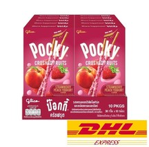 10 x Pocky Crushed Fruits Strawberry Peach Yoghurt Biscuit Stick Glico 38g New - $47.41