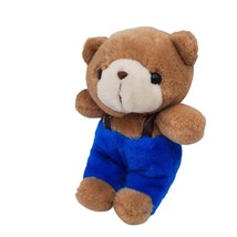Applause Teddy Brown Bear Blue Leather Overalls Tom And Susan Bear Plush 1984 - £11.70 GBP