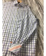 Thomas Dean Long Sleeve Button Down Dress Shirt Purple White Size Large - $264.16 MXN