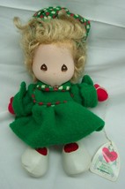 Applause Precious Moments Little Girl In Green Holiday Dress 8" Plush Doll 1990 - $18.32