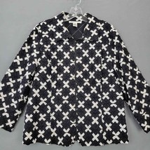 Rafael Womens Jacket Size 14 Black White Preppy Print 3/4 Sleeves Full Z... - £8.45 GBP