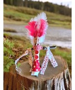 Voodoo Stick Doll  Witchcraft Hoodoo Doll Handmade Red White  - $19.00