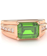 Men&#39;s Peridot Diamond Channel Ring In Solid 14k Rose Gold - $16,408.75 MXN