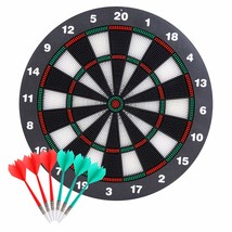 Dart Board, 16 Inch Rubber Safety Dartboard Set With 6Pcs Soft Tip Darts, Indoor - £36.70 GBP
