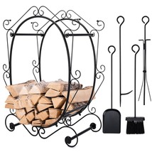 Firewood Rack With 4 Fireplace Tools,Indoor Heavy-Duty Log Wood Storage ... - £60.26 GBP