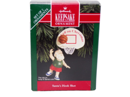 1992 Hallmark Keepsake Ornament Santa&#39;s Hook Shot Basketball Hoop - $8.53