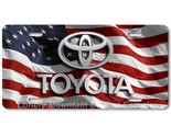 Toyota Inspired Art Gray on US Flag FLAT Aluminum Novelty Auto License T... - £14.14 GBP