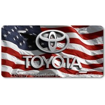 Toyota Inspired Art Gray on US Flag FLAT Aluminum Novelty Auto License Tag Plate - £14.05 GBP