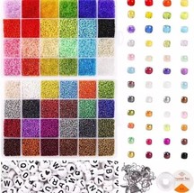 UOONY 35250 48 colors Glass Seed Beads for Jewelry Making Kit, 250Pcs Alphabet L - £11.38 GBP