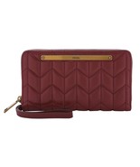 New Fossil Women&#39;s Liza Zip Around  Quilted Leather Clutch Wine - £58.41 GBP