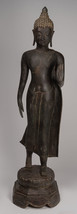 Ancien Thai Style Chiang Saen Bronze Marche Statue de Bouddha - 147cm/59 &quot; - £6,267.09 GBP