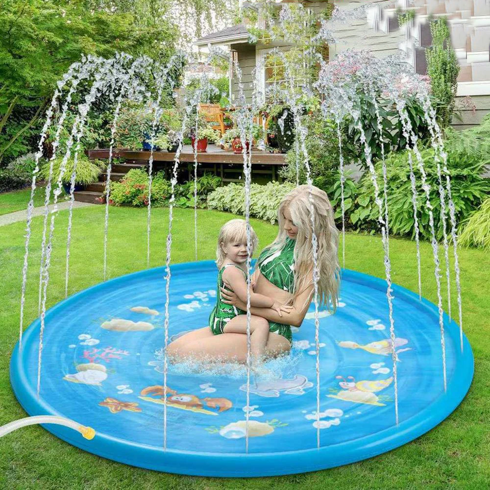 100cm Kids Inflatable Water spray pad Round Water Splash Play Pool Playing - £15.10 GBP+