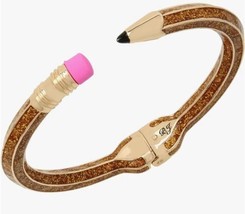 Betsey Johnson Back to School Gold Glitter Pencil Bangle Bracelet - £39.58 GBP