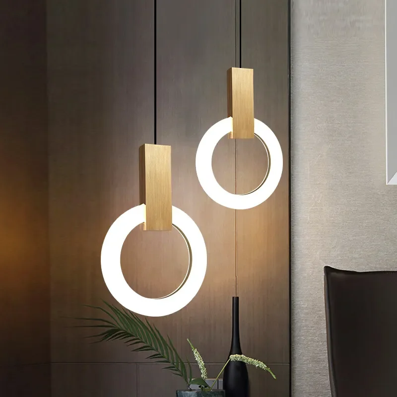 Nordic Simple LED Pendant Light Living Room Stairs Ring Chandelier Creative - $59.17+