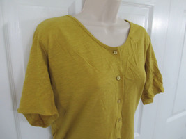 Andrea Jovine &quot;AJ&quot; Knit Top Women&#39;s Large Half Sleeve Mustard Color 100%... - £11.09 GBP