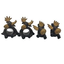 Vintage Moose Napkin Ring Holders Kitchen Linens Animal Table Decor - £14.78 GBP