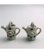 Two (2) Vintage Occupied Japan Floral Ceramic Watering Cans 2.25&quot; Tall - $12.19