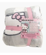Hello Kitty Plush Throw Blanket Grey With Pink Bow FULL/QUEEN 90 X 90 Sa... - £54.37 GBP