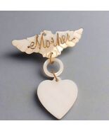 Vintage Mother of Pearl &quot;Mother&quot; Brooch – Dangling Heart Design - $27.59 CAD