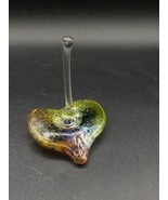 Heart Shaped Studio Art Glass 4.25” Ring Holder Paperweight Multi Color - $25.83