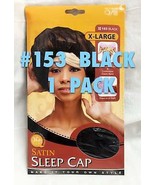 QFITT X-LARGE SATIN SLEEP CAP #153  BLACK X-LARGE COMFORTABLE ELASTIC BAND - $1.89