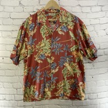 Tommy Bahama Silk Hawaiian Shirt Mens Sz L Red Floral Print Casual - $19.79