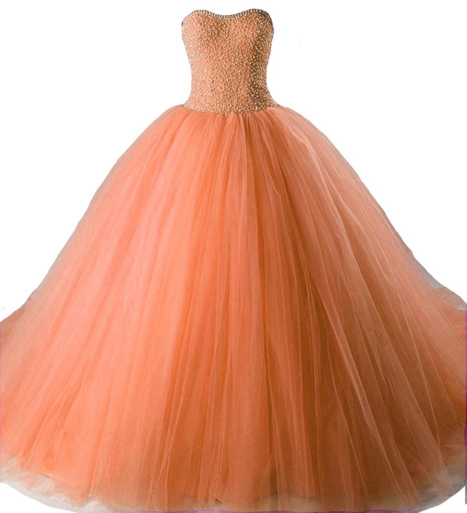 Kivary Beaded Crystals Pearls Long Custom Made Prom Formal Quinceanera Dresses P