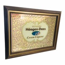 Vintage HAAGEN-DAZS Cream Liqueur Wood Framed Mirrored Bar Sign 21.5x16.5 - $66.49
