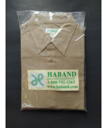 Vintage Haband Men Button Down Dress Shirt Long Sleeve Large Tan Khaki N... - £10.03 GBP