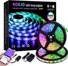 KORJO Dream Color LED Strip Lights, 32.8ft/10M Bluetooth LED Chasing Light with - £42.21 GBP
