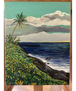 Original painting of a big island coastline with native Hawaiian plants.... - $150.00