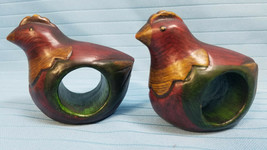 Wood Chicken Hen Rooster Napkin Holder Rings Dinning Table Decor Set of 2 - £14.88 GBP