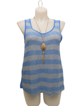 Colorswatch Ladies Sheer Tank Top With Necklace Blue Size 3XL - £15.73 GBP