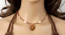 Memory Wire Choker, Brown Seed Bead Necklace, Fairycore Jewelry - $18.80