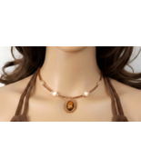 Memory Wire Choker, Brown Seed Bead Necklace, Fairycore Jewelry - $18.80