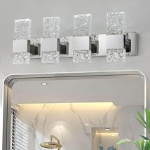 Crystal Over Mirror Bathroom Vanity Chrome Stainless Steel 4 Light Wall Sconces - £101.13 GBP