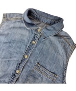 Universal Thread Blue Denim Romper Sleeveless Button Front Drawstring Large - $29.47 CAD