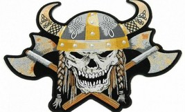 Large Death Skull Viking Warrior With Axes Biker Military Jacket Back Patch - £29.55 GBP