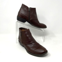 BOC Womens Brown Leather Side Zip Bootie, Size 6.5 - $11.83