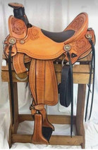 Western padded seat saddle 16&quot;on Eco- leather color Tan on drum dye finished - $575.00