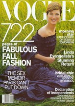 2001 Vogue September Issue Linda Evangelista Andy Roddick Katie Couric Vera Wang - £144.63 GBP