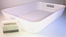 Storage Essentials Woven-Look Basket W Handles White 10x14x2.5-in.NEW-SH... - £9.40 GBP