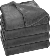 Grey 300Gsm Luxury Fuzzy Soft Anti-Static Microfiber Bed Blanket, California - £35.94 GBP