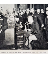 1910 Alexander Graham Bell Early Telephone Chicago New York Line Print F17G - €21,39 EUR