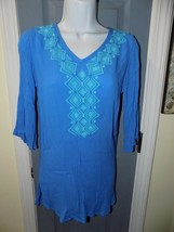 Lilly Pulitzer Blue Embroidery Swimsuit Beach Pool Rayon Coverup Size XS... - £34.46 GBP