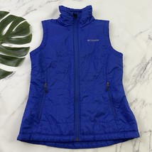 Columbia Womens Omniheat Quilted Puffer Vest Size M Blue Full Zip Up Lig... - $29.69