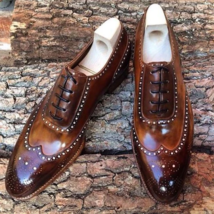 Men&#39;s Handmade Solid Color  Hollow Lace Classic Brogue Shoes Low Heel Comfortabl - £61.78 GBP